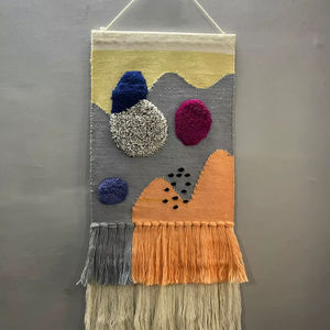 Indian Handmade Wool Hand Knotted Abstract <b>Wall</b> <b>Hanging</b> Rug | Handmade Woven Macrame <b>Tapestry</b> Modern Boho Decor <b>Wall</b> <b>Hanging</b> -29 - Product Image 1