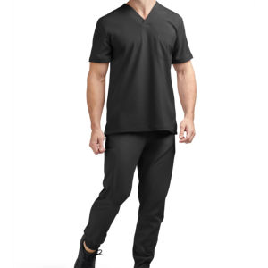 Low MOQ Customized Color Design Men's Hospital Scrub <b>Tops</b> Spandex Twill Fabric Seamless Fusing ODM Supply 7-Day Sample Lead Time - Product Image 2