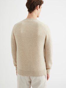 Pull en cachemire tricoté sur mesure pour homme, col rond, tricot côtelé, décontracté - Product Image 4