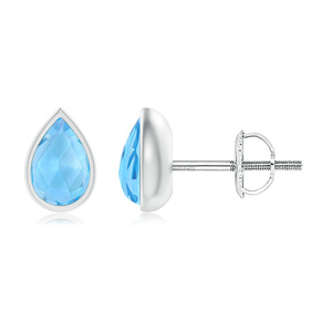 Boucles d'oreilles clous tendance de luxe Vaayu Jewels pour femme en or 10K 14K 18K et argent 925 935 avec topaze bleue en forme de goutte d'eau, sertissage clos - Product Image 2