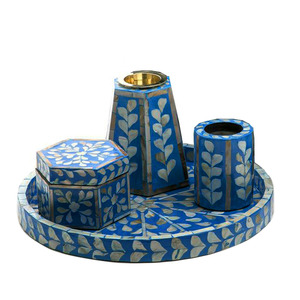 Ensemble de brûleurs d'encens de luxe en nacre, fait main, incrustation d'os rose, brûleur de Bakhoor arabe Mubkhar avec plateau pour la décoration intérieure - Product Image 3