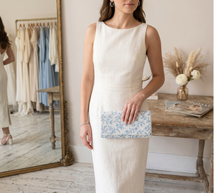 Personalized Custom Name & <b>Initial</b> Clutch Bag for Women Fashion Linen with Button Detail Wedding & Evening Use - Product Image 3
