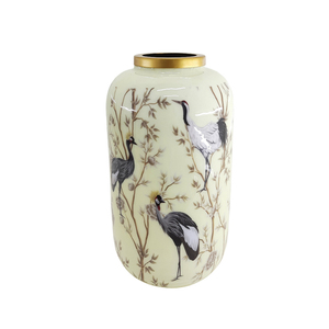 Modern Glass Flower Vase with Soft Pink Floral Print and Golden <b>Top</b> for <b>Table</b> <b>Decor</b> - Product Image 6