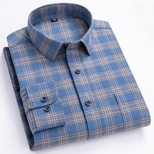 Chemise à carreaux classique pour homme, 100 % coton, coupe classique, boutonnée, respirante, style business décontracté, manches longues. - Product Image 6