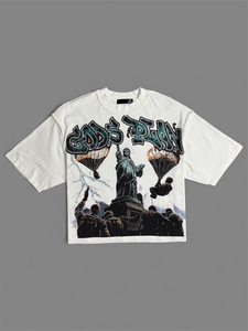 Ropa Urbana Moderna, 100% Algodón Tejido, Estampado Gráfico DTG, Corte Holgado, Ligero, Suave y Cómodo, Hombros Caídos - Product Image 3