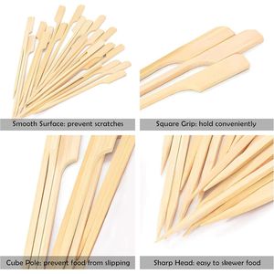 100PCS 6 Inch Wide Flat Bamboo Skewers Food Appetizer <b>Toothpicks</b> with Flat Paddle Cocktail Marshmallow Fruit Gri BBQ Accessories - Product Image 2
