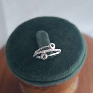 Namivaa 925 Sterling <b>Silver</b> Open Wrap <b>Ring</b> with Round Cubic Zirconia Minimalist <b>Adjustable</b> Women Fashion Daily Wear Gift - Product Image 2