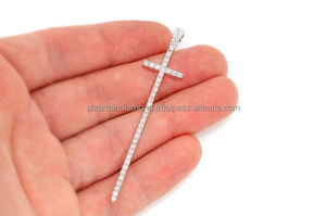 Wholesale 925 Silver <b>Gold</b> Plated Custom Jesus Point Cross <b>Pendant</b> Necklace Natural Diamond Christian Religious <b>Pendants</b> Charms - Product Image 6
