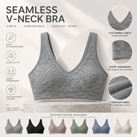 Soutien-gorge de sport sans couture à col en V pour femme, côtelé et extensible, pour yoga et entraînement, OEM Activewear
