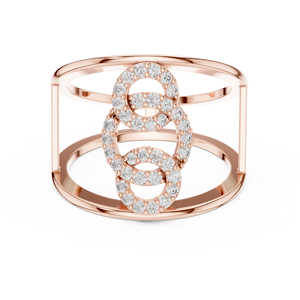 Anillo de declaración para mujer chapado en rodio con diseño de círculos entrelazados y ovalados, con diamantes cultivados en laboratorio, en oro amarillo, estilo jaula. - Product Image 1
