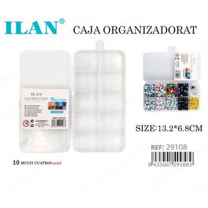 Scatola organizer in plastica trasparente ILAN con 10 scomparti 13,2x6,8 cm per la conservazione di perline - Product Image 3