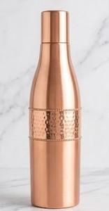 Copper Hammered <b>Flask</b> Minimalist Design Portable Travel <b>Bottle</b> With Lid - Product Image 6