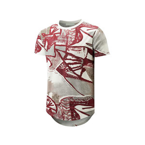 T-shirt à manches courtes pour homme, col rond, coupe classique, tricoté, longueur longue, motif tie-dye - Product Image 2
