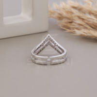 Bague Chevron Double V en Or 10K pour Femme, Minimaliste, Empilable, Bande de Pouce, Logo Personnalisé