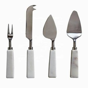 Top Quality Flatware <b>Cheese</b> Cutter Slicer <b>Set</b> Of 4 Stainless Steel Marble Handle Perfect Cutlery Wedding Kitchenware Gift Giving - Product Image 4