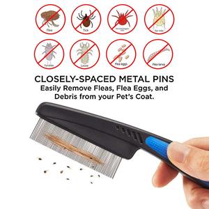 Râteau démêlant professionnel pour animaux de compagnie, 12 dents larges en acier inoxydable, peigne pour chien et chat, poignée antidérapante, sûr - Product Image 3