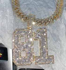 Colgante de lujo con incrustaciones de moissanita VVS personalizado, colgante con inicial de letra o número de la suerte, estilo hip hop, colgante de plata 925 para hombre - Product Image 4