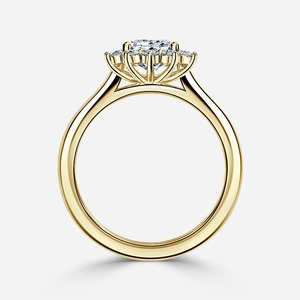 Anillo de Compromiso con Diamante Cultivado en Laboratorio de Corte Asscher de 3.60CT, Oro Amarillo de 14KT, Halo de Flores, Anillo de Novia al por Mayor - Product Image 1