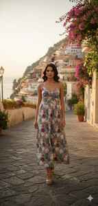 Robe de soirée élégante et luxueuse, tendance, à imprimé floral, en coton, moderne, avec des sequins, pour les fêtes et le quotidien - Product Image 6