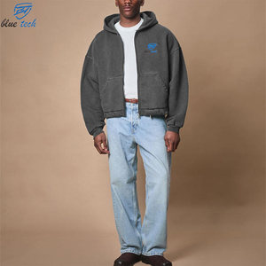 Sudadera con Capucha Bordada Personalizada para Hombre, Sudadera con Capucha Extra Grande con Cierre Completo, Forro Polar de Algodón Grueso, Ropa de Invierno, Servicios OEM - Product Image 2