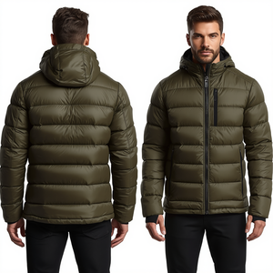 Chaqueta de Invierno Impermeable con Capucha para Hombre Pinco Sports, Chaqueta Acolchada Minimalista con Cierre de Cremallera y Relleno de Poliéster - Product Image 1