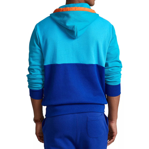 Sweat-shirt à capuche demi-zip pour homme, color block, streetwear décontracté, polaire chaud pour l'hiver, personnalisable OEM, vente en gros - Product Image 3