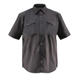 Chemise à manches courtes de sécurité Premium Large Dark Grey Workwear avec 65% C35 % N-6 oz avec boutons pression à anneau - Product Image 1