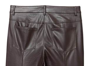 Pantalones de Cintura Alta para Mujer Talla Grande, Estilo Motero, Color Sólido, Recubiertos de PU, con Bolsillos, para Otoño - Product Image 5