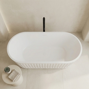 Salvere Freestanding Acrylic Soaking Bathtub FW-9920-67 Modern Eco-Friendly Durable Oval Shape Center <b>Drain</b> for <b>Bathroom</b> - Product Image 3