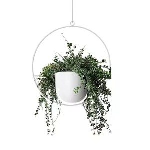 Hanging Metal Flower Pot With Hammered Finish For Indoor Outdoor Use Modern Minimalist Plant <b>Planter</b> <b>Gold</b> Color Circular Design - Product Image 2