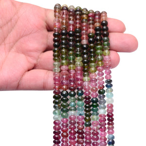 AAA+ Tourmaline 6mm-7mm Rondelle Smooth Beads Natural Rainbow Multi Tourmaline Semi Precious Gemstone Beads for Jewelry Making - Product Image 4