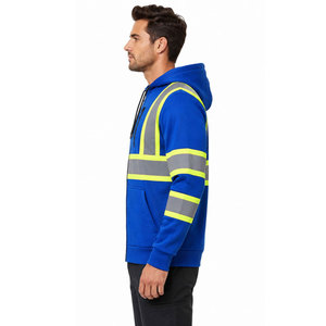 Sweat à capuche de travail unisexe en polaire réfléchissant, respirant, en coton, haute visibilité, vêtements de travail pour la circulation, tailles et couleurs personnalisables - Product Image 4