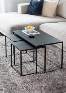 Juego de Mesa de Centro Moderno y Minimalista con Acabado Duradero, Estructura Metálica y Tapa de Mármol, Diseño Encajable, Muebles para Sala de Estar - Product Image 3