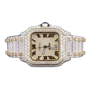 Lujo de gama alta Oro blanco VVS Moissanite Lab Diamond Mens Diver Classic Cuarzo Zafiro Cristal Impermeable Acero inoxidable - Product Image 1