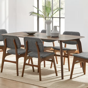 Juego de Comedor Moderno de Mediados de Siglo, 6 Piezas, Mesa de Madera, Sillas con Respaldo Sólido, Muebles Duraderos para el Hogar - Product Image 3