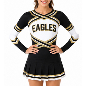 Uniforme de pom-pom girl personnalisé imprimé par sublimation pour femmes, en polyester respirant et très élastique, pour la danse et les performances athlétiques en équipe - Product Image 3