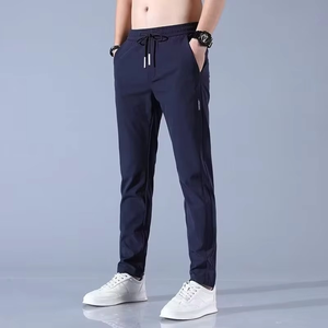 Ice Silk <b>Elastic</b> Casual Pants for Men's Summer Thin Work Trend Loose Straight Breathable Sweatpants Sports Pants Men's Trousers - Product Image 3