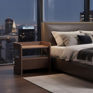 Table de chevet convertible traditionnelle en teck massif 100% fabriquée en Indonésie de haute qualité pour chambre à coucher, appartement et salon - Product Image 1