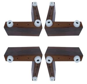 Paquete de 4 piezas de madera en forma de L con 16 tornillos, herrajes para sofá, altura de 2 pulgadas, ancho de 4 pulgadas, tapete de madera para muebles de sofá, color marrón - Product Image 1