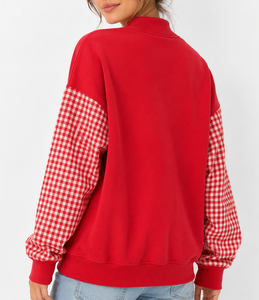 Sudadera navideña de cuello redondo para mujer, venta al por mayor del fabricante, con aplique de letras personalizado, hombros caídos, top oversize, 100% algodón. - Product Image 2