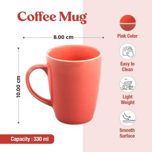 Mug à café en céramique 350 ml, design moderne et luxueux, écologique, durable, pièce unique, cadeau de bureau, finition mate rose - Product Image 2