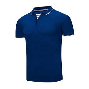 Polo élégant bleu pour homme, manches courtes, décontracté, avec logo personnalisé, vente en gros d'usine, en mélange de coton - Product Image 3