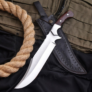 Nuevo Diseño 2026 Cuchillo Bowie de Acero D2 Hecho a Mano con Mango de Madera y Funda de Cuero Premium Perfecta para Camping, Cuchillo de Hoja Fija - Product Image 1
