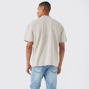 T-shirt pour homme coupe ample, 100% coton 280 g/m², col rond côtelé, épaules tombantes, style streetwear oversize - Product Image 2