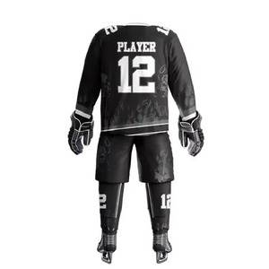 Conjunto de Uniforme de Hockey sobre Hielo de Poliéster Personalizado de Alta Calidad, Transpirable, de Secado Rápido, Ecológico, Camiseta y Pantalones Cortos Deportivos con Diseño de Bandera - Product Image 3
