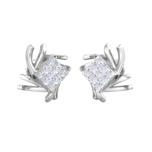 Luxury 18K white Gold Lab Grown Princess Cut Solitaire Diamond Stud <b>Earrings</b> Women's Elegant <b>Fine</b> Jewelry Wholesale Supplier - Product Image 4