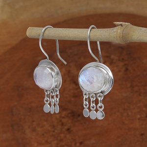 <b>Rainbow</b> Moonstone Gemstone 925 Sterling Silver Dangle <b>Drop</b> Earrings Women Boho June Birthstone Handmade Jewelry Wholesale - Product Image 6