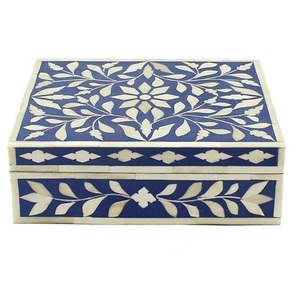 Handmade Bone Inlay Hinged Rectangular <b>Large</b> Capacity Tableware Storage <b>Box</b> for Bracelets Brooches Earrings Precious Personal - Product Image 1
