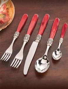 Couverts de style, couverts à manche décoratif, ensemble de vaisselle haut de gamme, ensemble cuillère fourchette couteau rouge, ensemble de couverts cuillère fourchette couteau pour dîner - Product Image 5