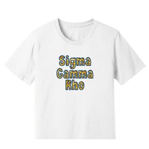 T-shirt décontracté pour femme Sigma Gamma Rho, motif brodé à faux sequins, manches courtes, col rond, lettres grecques de la sororité, vente en gros - Product Image 1